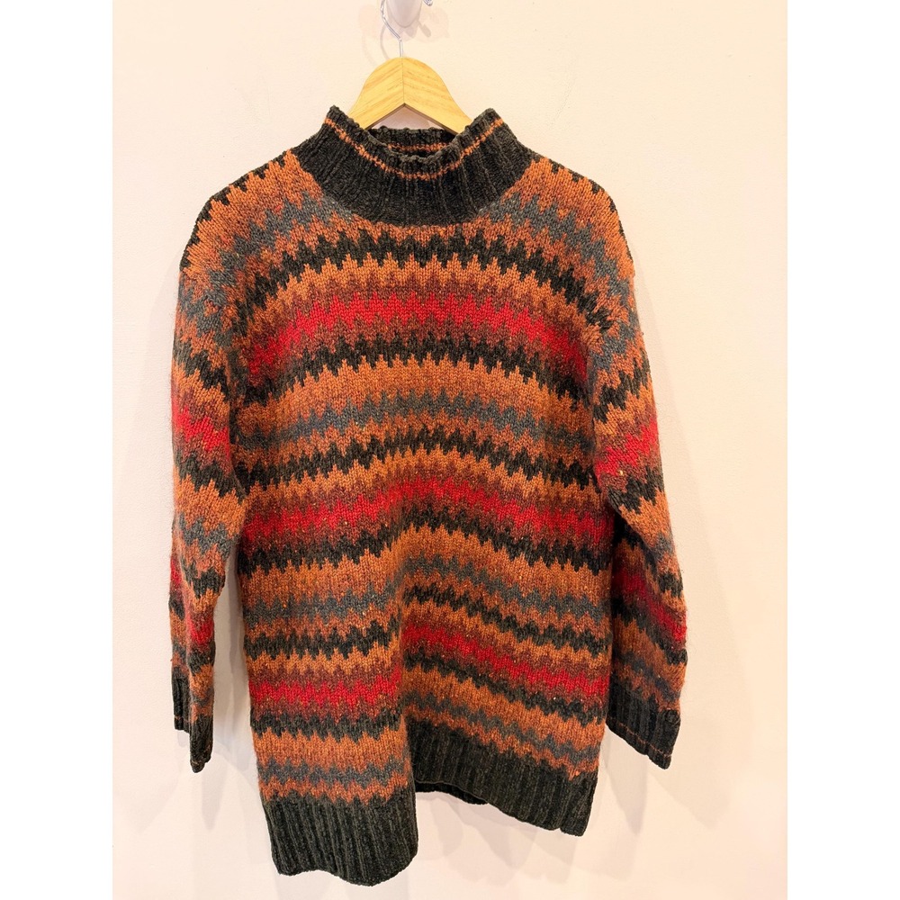 Vintage 90s Jones New York Sport Hand Knit Wool Sweater Earth Tone Small‎